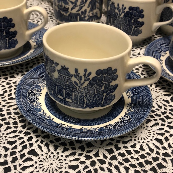 CHURCHILL BLUE WILLOW Other - CHURCHILL ENGLAND ‘BLUE WILLOW’FLAT CUP W/SAUCER
